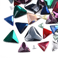 Glass Cabochons, Faceted, Triangle, Mixed Color, 6~23x6.5~25x2~5mm(GGLA-N005-06)