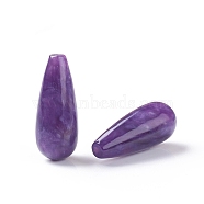 Natural Charoite Beads, Half Drilled, Teardrop, 20~21x8~8.5mm, Half Hole: 1mm(G-E557-12C)