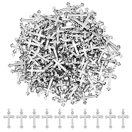 200Pcs 304 Stainless Steel Cross Pendants, Stainless Steel Color, 17.5x10x0.8mm, Hole: 0.9mm(STAS-DC0015-21)