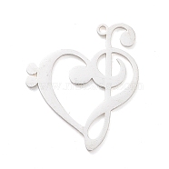 304 Stainless Steel Pendants, Heart with G Clef, Stainless Steel Color, 27x24x1mm, Hole: 1.2mm(STAS-E167-01P)