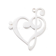 Non-Tarnish 304 Stainless Steel Pendants, Heart with G Clef, Stainless Steel Color, 27x24x1mm, Hole: 1.2mm(STAS-E167-01P)