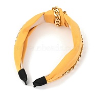 Plastic Hair Bands, with Cloth and Chain Cover, Orange, 17~36mm, Inner Diameter: 120mm(MRMJ-P010-D05)