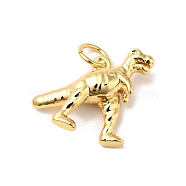 Rack Plating Brass Pendants, with Jump Ring, Cadmium Free & Nickel Free & Lead Free, Dinosaur, Real 18K Gold Plated, 14x18x5mm, Hole: 3.6mm(KK-H431-18G)