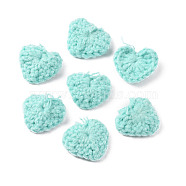 Handicraft Cotton Knitting Heart Ornament Accessories, for DIY Costume, Hat, Bag, Aquamarine, 19~19.5x21.5~24.5x4~5mm(FIND-WH0116-44D)