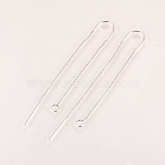 Brass Stud Earring Findings, with Loop, Ear Threads, Nickel Free, Real Platinum Plated, 103mm, Hole: 2mm, Pin: 0.8mm(KK-Q735-364P)