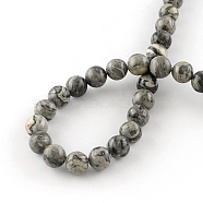 Natural Map Stone/Picasso Stone/Picasso Jasper Beads Strands, Round, 8.5mm, Hole: 1mm, about 47pcs/strand, 15.5 inch(G-S188-8mm)