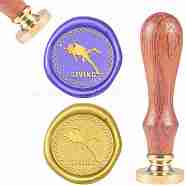 DIY Scrapbook, Brass Wax Seal Stamp and Wood Handle Sets, Diving, Golden, 8.9x2.5cm, Stamps: 25x14.5mm(AJEW-WH0100-478)