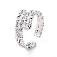 Brass Hollow Out Rectangle Open Cuff Ring for Women, Platinum, Inner Diameter: 17mm(RJEW-E072-26P)