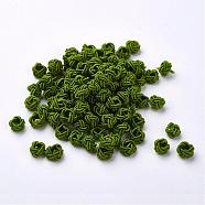 Polyester Weave Beads, Round, Olive Drab, 6x5mm, Hole: 4mm, about 200pcs/bag(WOVE-N002-38)