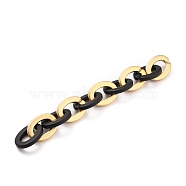 Handmade Opaque Spray Painted Acrylic Cable Chains, Black & Gold, 24x18x4mm, about 39.37 inch(1m)/strand(AJEW-JB00801)