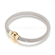 304 Stainless Steel Bracelets, with Magnetic Clasps, Golden & Stainless Steel Color, 7-1/2 inch(190mm)(BJEW-F274-02G)