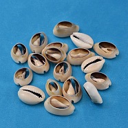 Natural Cowrie Shell Beads, No Hole/Undrilled, Seashell Color, 16~18x12~13x5~7mm, about 470pcs/500g(BSHE-S052)