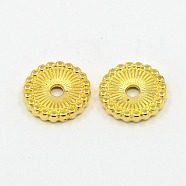 Tibetan Style Spacer Beads, Cadmium Free & Nickel Free & Lead Free, Flat Round, Golden, 12x2mm, Hole: 2mm(X-TIBE-47916-G-FF)
