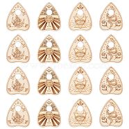 40Pcs 4 Styles Unfinished Wood Planchettes, Heart with Flower & Snake & Eye Pattern, for DIY Craft Painting, Lemon Chiffon, 5x4.1x0.18cm, Hole: 1.8mm, 10pcs/style(WOOD-CJ0001-76)