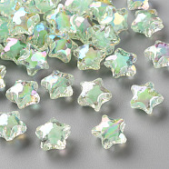 Transparent Acrylic Beads, Bead in Bead, AB Color, Faceted, Star, Aquamarine, 10.5x11x7mm, Hole: 2mm, about 1280pcs/500g(TACR-S152-01B-SS2111)