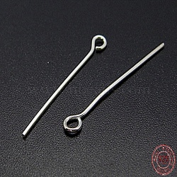 925 Sterling Silver Eye Pin, Silver, 25x0.6mm(STER-A011-7)