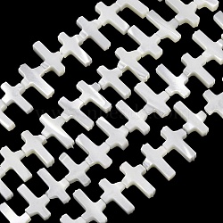 Natural Trochid Shell/Trochus Shell Beads Strands, Cross, White, 12~13x7.5~8x2.5~3mm, Hole: 0.6mm, about 50pcs/strand, 15.47''(39.3cm)(SH-CBA2978-15)
