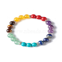 7 Chakra Healing Reiki Yoga Bracelet for Girl Women, Mixed Stone Round Beads Stretch Bracelet, Inner Diameter: 2-3/4 inch(6.85cm)(X1-BJEW-TA00020)