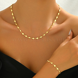 Brass Heart Lock Necklaces and Bracelets Set for Fashionable Ladies, Golden(SE2040)