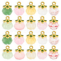 AHADERMAKER 40Pcs 10 Colors Glass Pendants, with Golden Alloy Loops, Pumpkin Charms, Mixed Color, 12.5x9.5x9.5mm, Hole: 1.5mm, 4pcs/color(GLAA-GA0001-96)