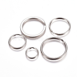 Iron Split Key Ring, Keychain Clasp Findings, Platinum, 15~30x2~2.9mm, Inner Diameter: 12~25.8mm(X-KEYC-XCP0001-03P)