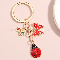 Golden Zinc Alloy Keychain, with Enamel, Bowknot, 8cm(PW-WG18478-02)