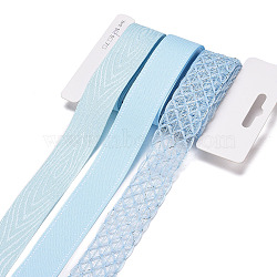 9 Yards 3 Styles Polyester Ribbon, for DIY Handmade Craft, Hair Bowknots and Gift Decoration, Sky Blue Color Palette, Light Sky Blue, 1~1-1/8 inch(25~28mm), about 3 yards/style(SRIB-A014-E01)