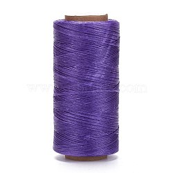 Waxed Polyester Cord, Micro Macrame Cord, Waxed Sewing Thread, Flat, Medium Purple, 0.8mm, about 284.33 yards(260m)/roll(YC-I003-A25)