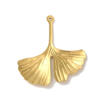 304 Stainless Steel Pendants, Ginkgo Leaf Charm, Golden, 29x25.5x2mm, Hole: 0.9mm
