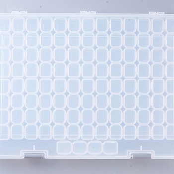 Plastic Bead Containers, Flip Top Bead Storage, Removable, 124 Compartments, Rectangle, Clear, 36x24x3.4cm, 124 compartments/box