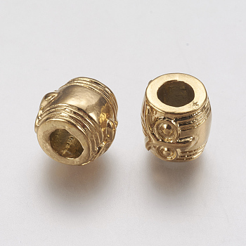 Ion Plating(IP) 304 Stainless Steel European Beads, Large Hole Beads, Column, Golden, 10x10mm, Hole: 5mm