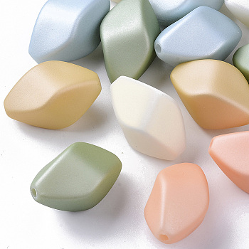 Spray Painted Acrylic Beads, Rubberized Style, Twist, Mixed Color, 29.5x21x21mm, Hole: 3mm