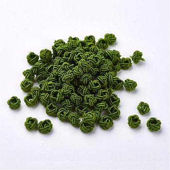 Polyester Weave Beads, Round, Olive Drab, 6x5mm, Hole: 4mm, about 200pcs/bag
