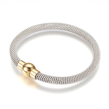 304 Stainless Steel Bracelets, with Magnetic Clasps, Golden & Stainless Steel Color, 7-1/2 inch(190mm)