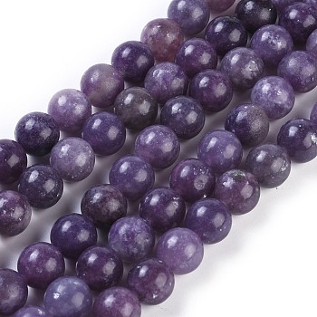 Natural Lepidolite/Purple Mica Stone Beads Strands, Round, 10mm, Hole: 1.2mm, about 38pcs/strand, 15.16 inch(38.5cm)