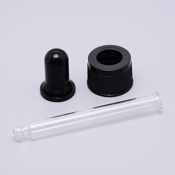 Straight Tip Glass Droppers, with Rubber Bulb and Screw Cap, for Glass Essential Oils Dropper Bottles, Black, 81x21mm, Capacity: 15ml