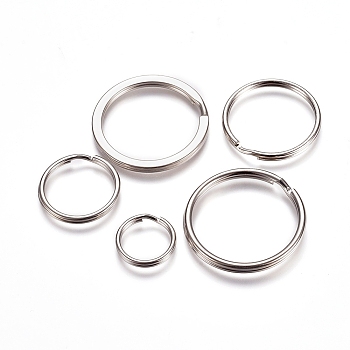Iron Split Key Ring, Keychain Clasp Findings, Platinum, 15~30x2~2.9mm, Inner Diameter: 12~25.8mm