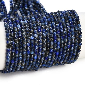 Natural Lapis Lazuli Beads Strands, Faceted, Round, 3mm, Hole: 0.6mm, about 122~124pcs/strand, 15.35''(39~39.5cm)