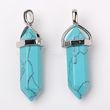 Bullet Dyed Synthetic Turquoise Pointed Pendants(X-G-F295-03A)-4