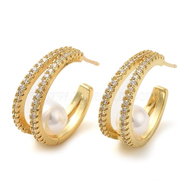 Clear Ring Brass Stud Earrings