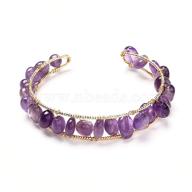 Nuggets Natural Mixed Gemstone Beads Bangle for Girl Women(BJEW-JB06817)-2