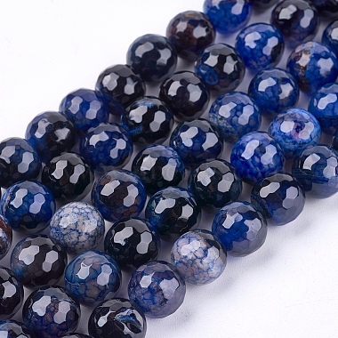 Midnight Blue Round Natural Agate Beads