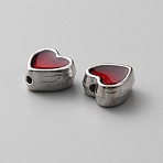 Alloy Enamel Beads, Platinum, Heart, Dark Red, 8x8.5x4mm, Hole: 1.6mm(ENAM-WH0057-28A)