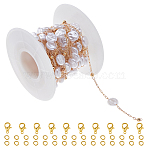 DIY Brass ABS Imitation Pearl Bead Handmade Chains Necklaces Making Kits, Flat Round, 8.5x3mm(DIY-HS0001-65D)