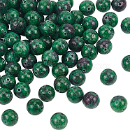 Olycraft Natural Ruby in Zoisite Beads Strands, Dyed, Round, 10mm, Hole: 1mm, about 40pcs/Strand, 15.7''(39.88cm), 2strands/box(G-OC0001-15-10mm)
