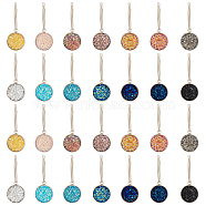 Flat Round Resin Zipper Pull Pendants Decoration, with Iron Key Clasp, for Jacket Purse Packbag, Mixed Color, 34mm, 14pcs/set(PALLOY-PH01611)