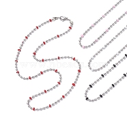304 Stainless Steel Enamel Ball Chains Necklaces for Women, Mixed Color, 15.94 inch(40.5cm)(NJEW-JN04542)