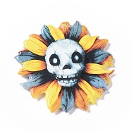 Halloween Acrylic Pendant, Flower Charm, Skull, 41x38.5x2.5mm, Hole: 1.5mm(MACR-K330-37B)
