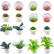 Gorgecraft 26Pcs 16 Styles Resin Flower Potting Display Ornaments, Mini Landscape Garden Dollhouse Accessories Pretending Prop Decorations, Mixed Color, 18~33x18~40mm(DJEW-GF0001-67)