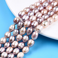Rice Natural Cultured Freshwater Pearl Beads Strands, Plum, 8.5~11.5x7~8.5mm, Hole: 0.8mm, about 34~36pcs/strand, 13.94 inch~14.29 inch(35.4~36.3cm)(PEAR-N012-07D)